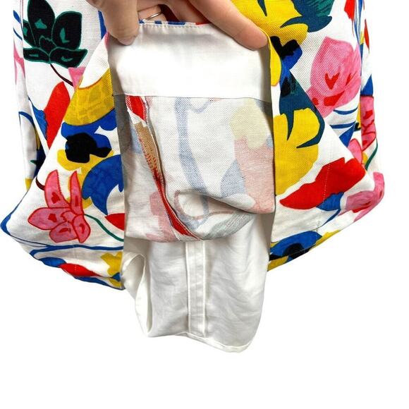 J.Crew A-line Dress Morning Flower Floral White Linen Summer Midi Dress Size 00 - Picture 11 of 14